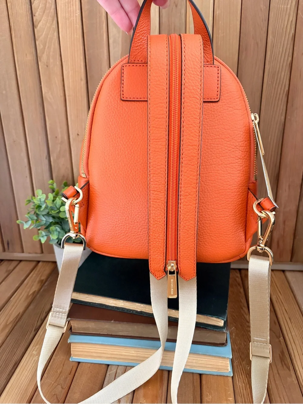 Michael Kors Orange Studded Mini Backpack Convertible Crossbody Bag, NWT